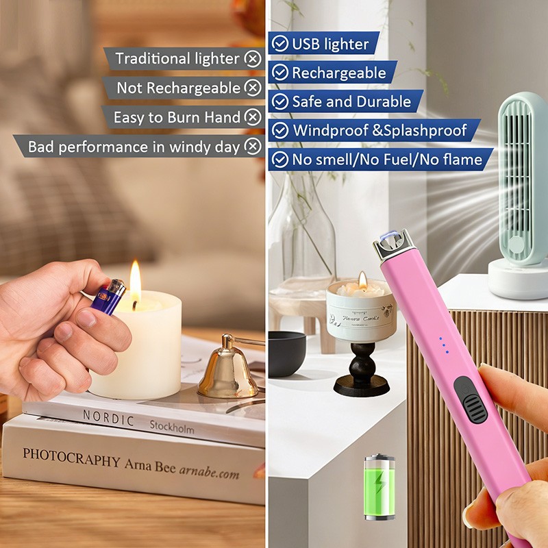 Safe Flameless Windproof Electric Arc Kitchen Lighter factory
